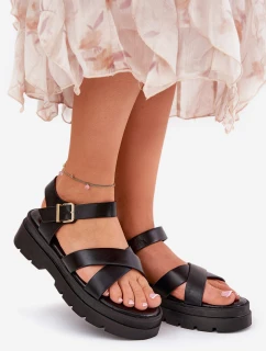 Sandały Damskie Na Platformie Z Eko Skóry Czarne Gevinniser