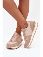 Skórzane Sneakersy Damskie Big Star OO274521 HI-POLY SYSTEM Nude
