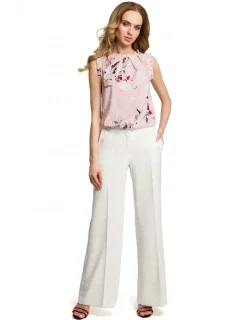 M378 Nohavice so širokými nohavicami - farba ecru