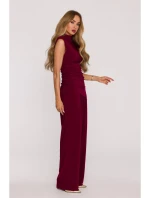 M890 Súprava s prestrihnutým topom a širokými nohavicami - bordová