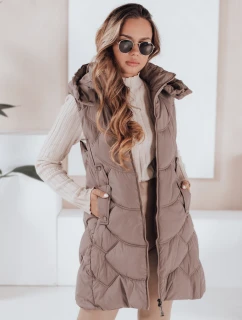 Dámska zateplená prešívaná vesta latte FashionStreet TY5104