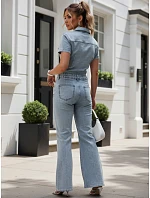 Dámsky džínsový overal s krátkym rukávom modrý FashionStreet EY2683 Dámsky džínsový overal s krátkym rukávom modrý FashionStreet EY2683
