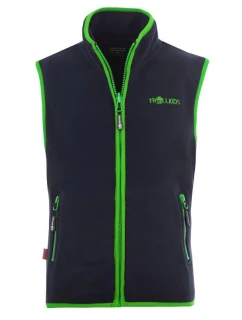 Trollkids Kids Arendal Vest navy/viper green (134-100) detská fleecová vesta pre chlapcov/dievčatá