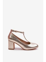 Czółenka Z Eko Skóry Na Słupku Złote Raniyah