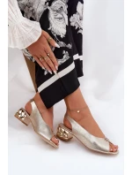 Skórzane Eleganckie Sandały Damskie CheBello 4724 Złote