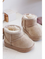 Detské zateplené snehové topánky so strapcami, béžové Mikyla