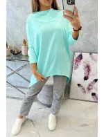 Mikina s potlačou bicykla mätová