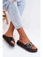 Ženské pantofle s zlatým sponou Černé Rosivana