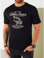 Pánske bavlnené tričko s potlačou čierne FashionStreet RX5363