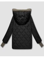Dámska bunda s pletenými vložkami S'West black (B8561-1) Dámska bunda s pletenými vložkami S'West black (B8561-1)