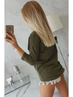 American Girl khaki grafická blúzka S/M - L/XL