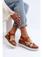 Zazoo 40397 Damskie Skórzane Sandały Na Platformie Brązowe