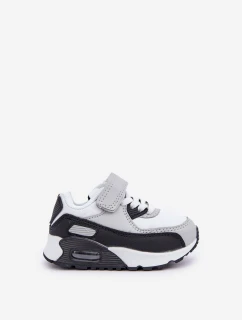 Dziecięce Skórzane Buty Sportowe Na Platformie Biało-Czarne Lori