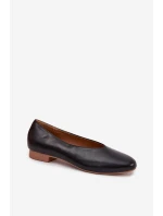 Baleriny Damskie Z Eko Skóry Na Płaskim Obcasie Czarne Olyssia