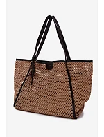 Velká světle hnědá pletená taška typu shopper s přívěskem Mella