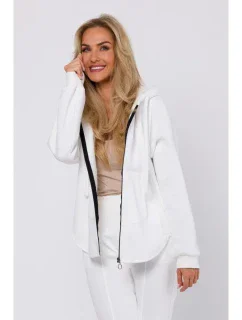 M761 Mikina s kapucňou na zips a klokaním vreckom - farba ecru