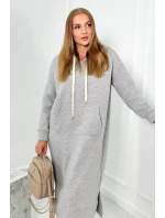 Dlhé šaty s kapucňou šedý