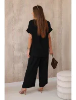 Súprava s náhrdelníkom blúzka + nohavice čierna