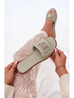 Płaskie Klapki Damskie Z Ozdobnym Detalem Zielone Nenitta