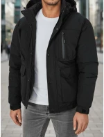 Pánska zimná bunda s kapucňou čierna FashionStreet TX5110