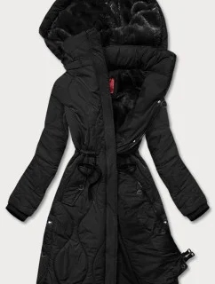 Dámska zimná bunda pod kolená čierna (m-21601)