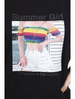 Blúzka s potlačou Summer Girl čierna