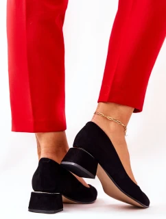 Zamszowe Czółenka Lewski 3118 Czarne