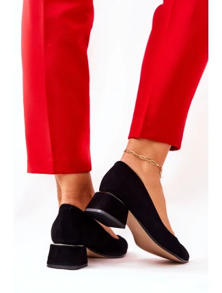 Zamszowe Czółenka Lewski 3118 Czarne