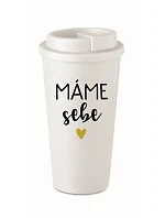 MÁME SOBE - biely termohrnček 475 ml