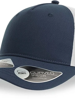 Atlantis Headwear Zion 5-panelová truckerová čiapka 33.0120 tmavomodrá/biela