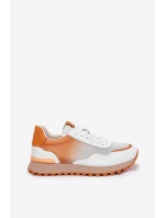 Skórzane Buty Sportowe Z Siateczką Damskie Vinceza 66775 Pomarańczowe