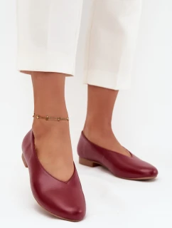 Baleriny Damskie Z Eko Skóry Na Płaskim Obcasie Bordowe Olyssia
