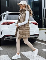 Dámska prešívaná vesta s kapucňou TY5258 zlatá - Fashion Street