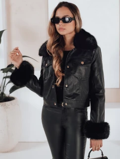 Dámska kožená bunda ramones s kožušinou čierna FashionStreet TY5207