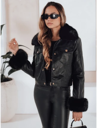 Dámska kožená bunda ramones s kožušinou čierna FashionStreet TY5207