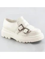 Mokasíny vo farbe ecru s vyššou podrážkou (S860)
