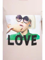 Šaty s potlačou Love béžovej