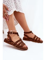 Sandały Damskie Na Platformie Ze Złotym Detalem Panterka Kartia