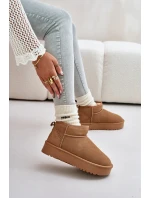 Skórzane Zamszowe Śniegowce Na Platformie Camel Nereviana