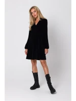 M767 Šaty s výstrihom do V - čierne
