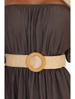 Boho maxi šaty 614-1 Chocolate - Numoco Boho maxi šaty 614-1 Chocolate - Numoco