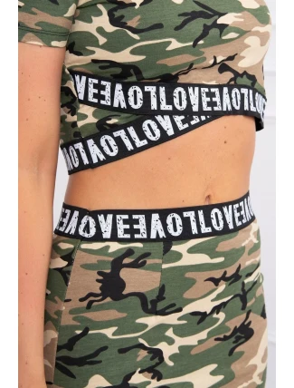 Súprava blúzky so sukňou moro khaki+béžová Súprava blúzky so sukňou moro khaki+béžová