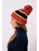 Dámska čiapka Kinga K297 červená+horčicová+čierna Dámska čiapka Kinga K297 červená+horčicová+čierna