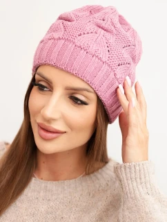 Dámska zimná čiapka s vlnou a štruktúrovaným vzorom K432 svetlo fialová