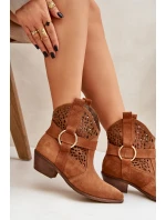 Zamszowe Botki Kowbojki Ażurowe Na Obcasie Zazoo 2994 Camel Zamszowe Botki Kowbojki Ażurowe Na Obcasie Zazoo 2994 Camel