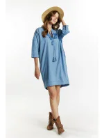 Džínsové šaty s vreckami DRE2850 modré - Monnari