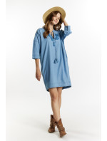 Džínsové šaty s vreckami DRE2850 modré - Monnari