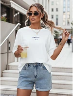 Dámske biele bavlnené tričko HELLO FashionStreet RY2545