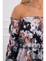 Španielske kvetinové šaty čierne