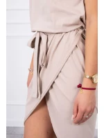 Šaty s obálkou dole béžovej
